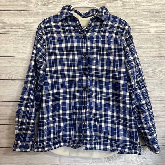 L.L. Bean Tops - Women's Fleece-Lined Flannel Shirt, Button - Front Plaid Size Small - Blue/White